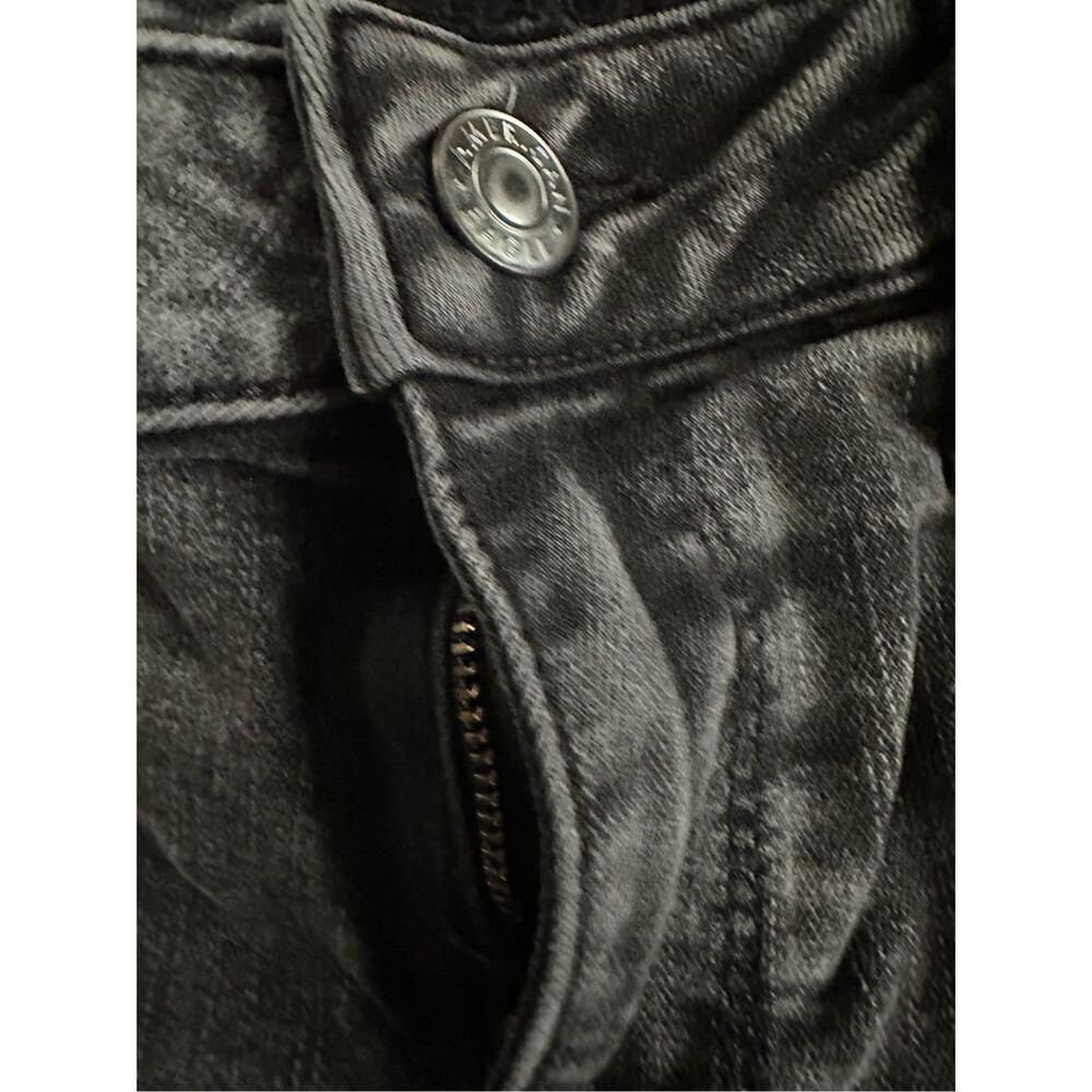 American Eagle Next Level Stretch Ankle Short Crop Black Distressed Jeans - Picture 2 of 7